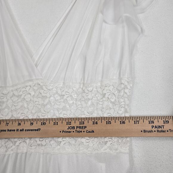 VTG Sopre' Lingerie Long Gown 22/24 White Thigh High Side Slits Flutter Sleeve - Picture 14 of 16